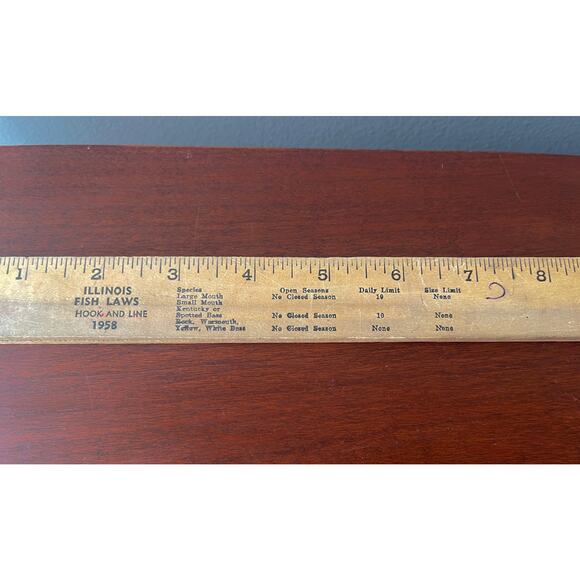 1957 Illinois Fish Laws 18" Folding Wood Ruler Sears Roebuck 'Lets Go Fishing' - Picture 4 of 13
